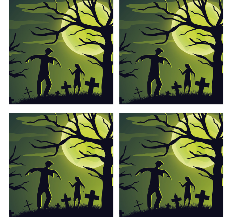Halloween coasters zombies under moonlight - TenStickers