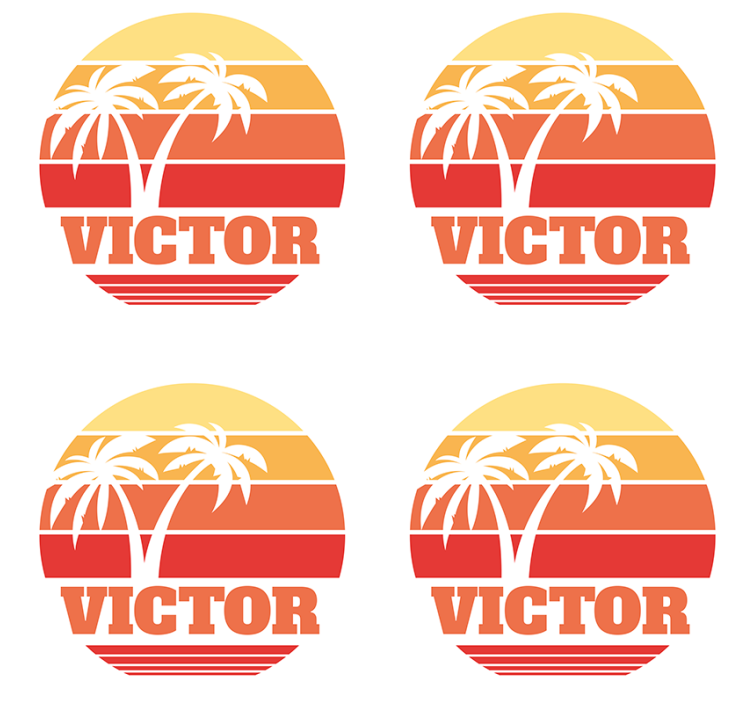 Customisable coasters tropical sunset with palm trees - TenStickers