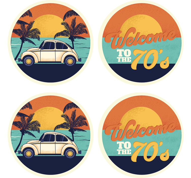 Vintage coasters retro coastal view - TenStickers