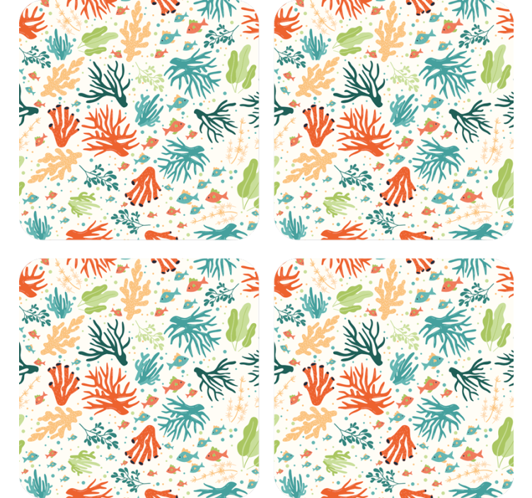 Texture coaster with vibrant coral designs - TenStickers