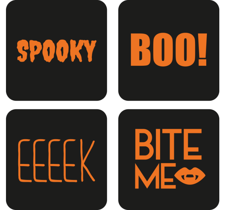 Halloween coasters halloween text graphic - TenStickers