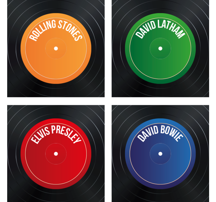 Geek coasters vinyl record labels set - TenStickers