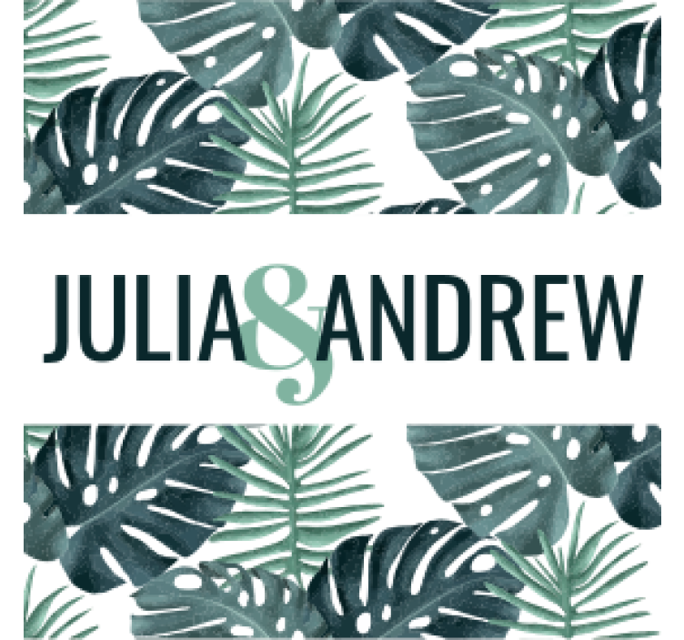 With leaves and names wedding coaster - TenStickers