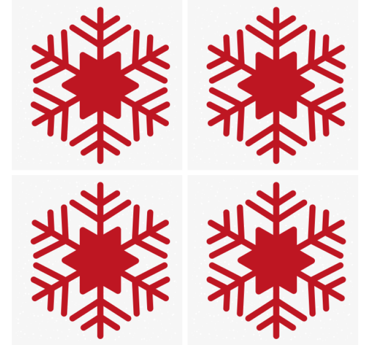 Christmas coasters with red snowflake design - TenStickers