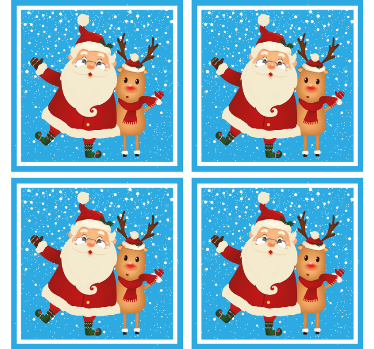 Christmas coasters featuring santa and reindeer - TenStickers