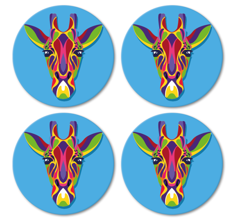 Multicoloured giraffe painting modern coaster - TenStickers