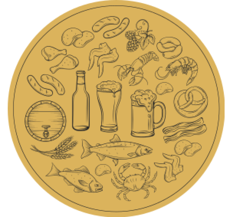 Beer mats with food and beverage icons - TenStickers