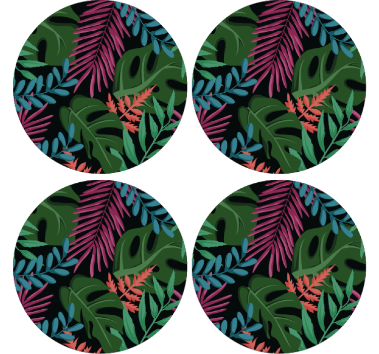 Texture coaster with tropical leaf patterns - TenStickers