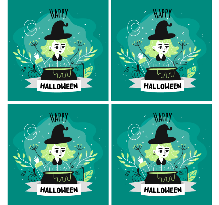 Halloween coasters witch with cauldron - TenStickers