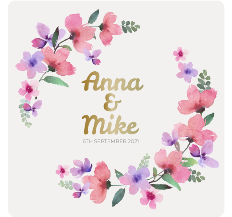 Wedding coaster floral couple monogram - TenStickers