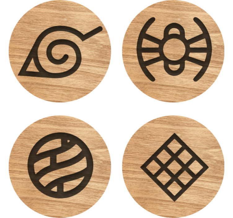 Naruto wooden pattern geek coasters - TenStickers