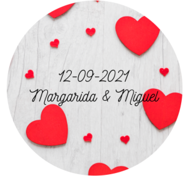 Wedding coaster hearts and date personalization - TenStickers