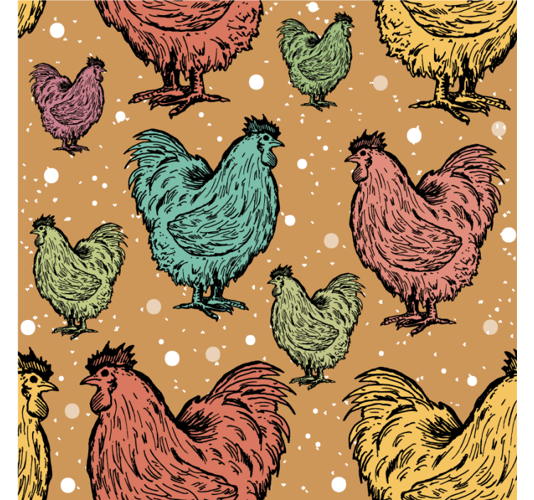 Geek coasters with vibrant chicken designs - TenStickers