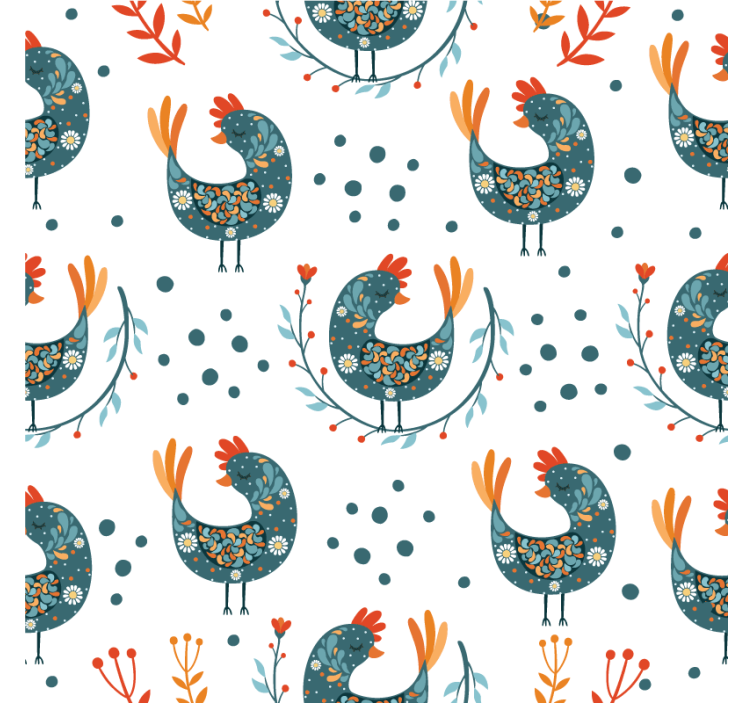 Whimsical hen pattern geek coasters - TenStickers