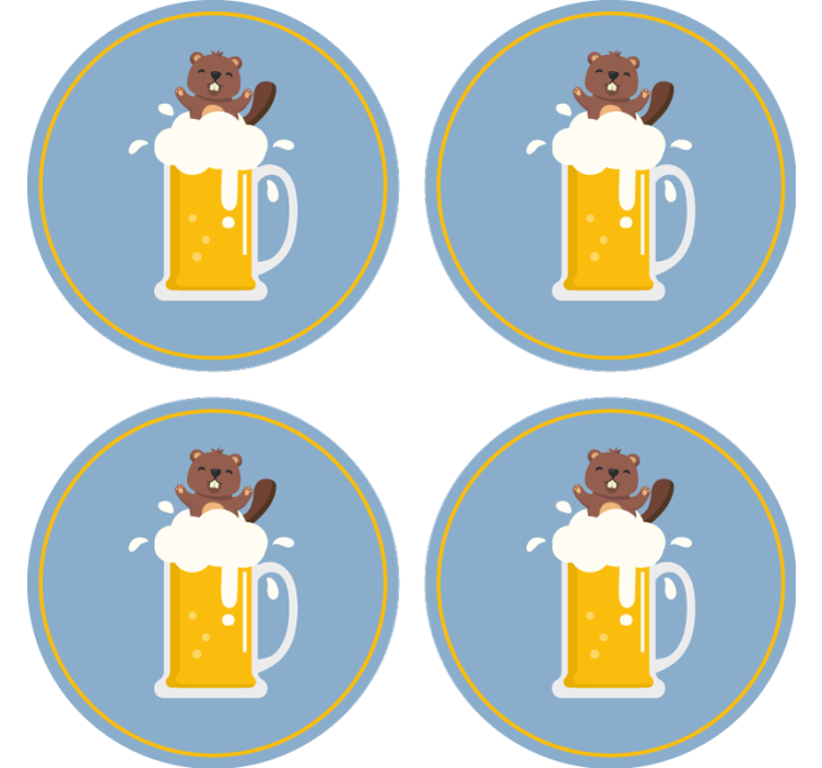 Beer mats cheerful beaver mug - TenStickers