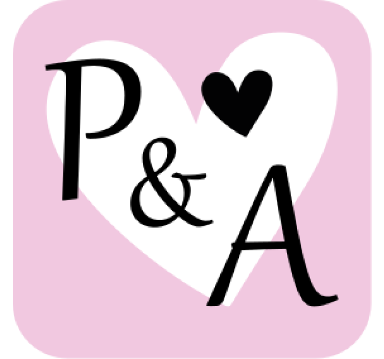 Wedding coaster with heart motif initials - TenStickers