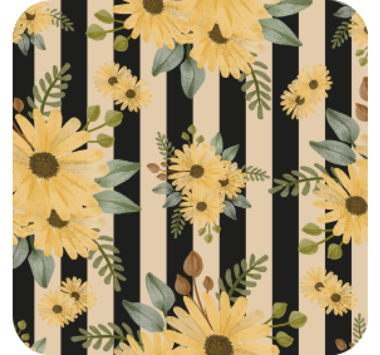 Texture coaster floral striped design - TenStickers
