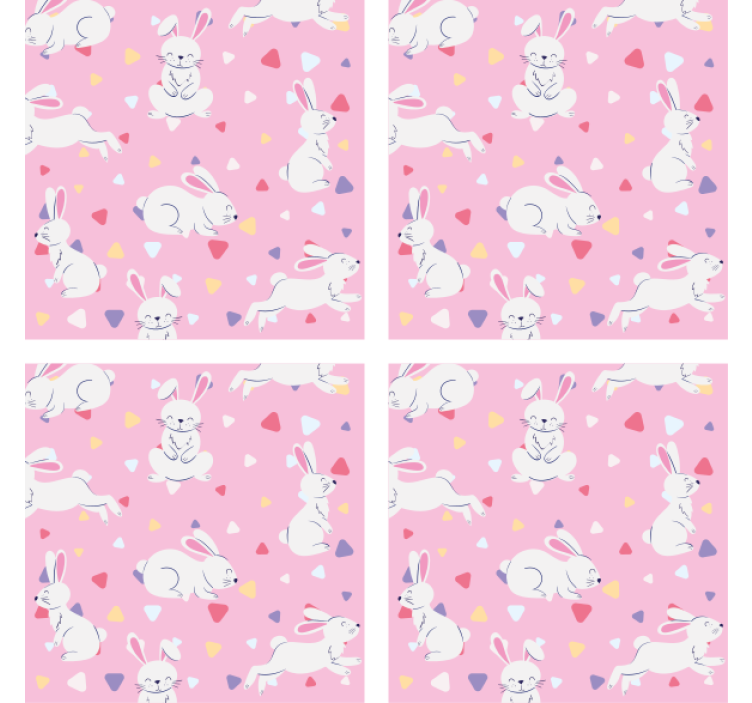 Customisable coasters with playful bunny patterns - TenStickers