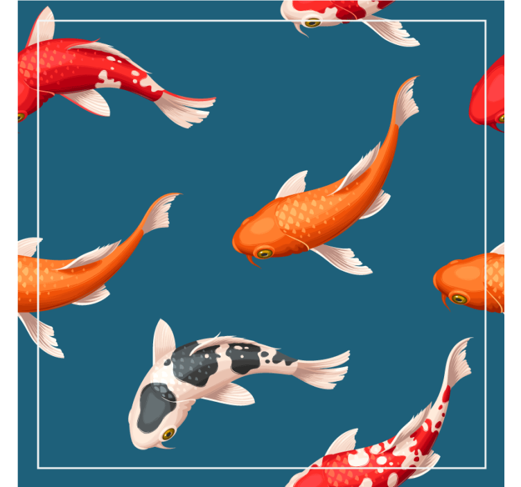 Modern coasters with colorful koi fish design - TenStickers