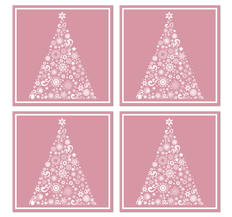 Festive tree on pink christmas coaster - TenStickers