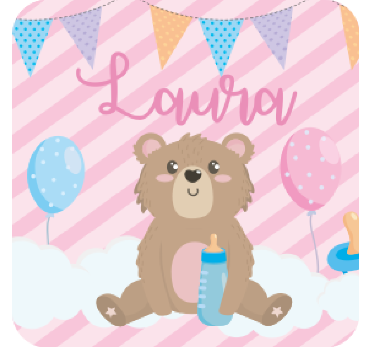 Customisable coasters cute bear with balloons - TenStickers