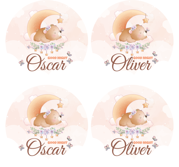Customisable coasters cute bear bedtime theme - TenStickers