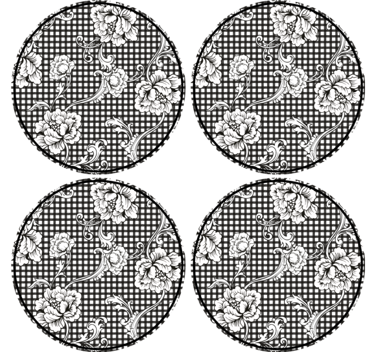 Texture coaster floral gingham design - TenStickers