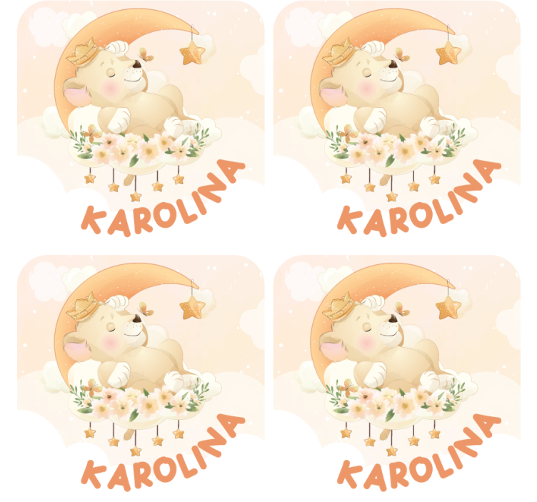 Customisable coasters sleeping bear with stars - TenStickers