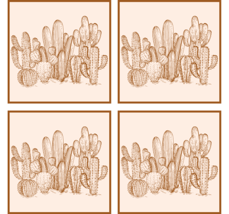 Texture coaster cactus variety illustration - TenStickers