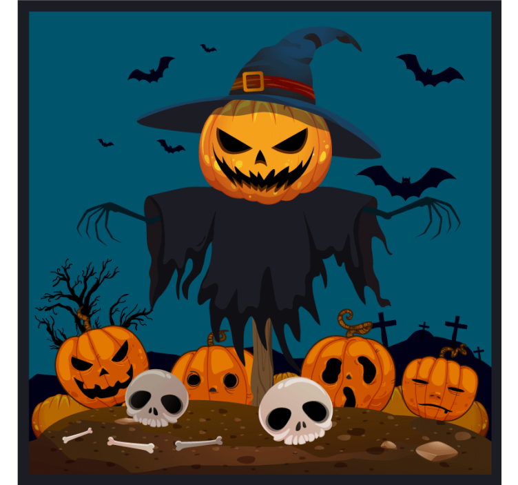 Halloween coasters scarecrow pumpkin display - TenStickers