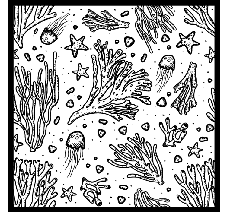 Underwater life elements texture coaster - TenStickers