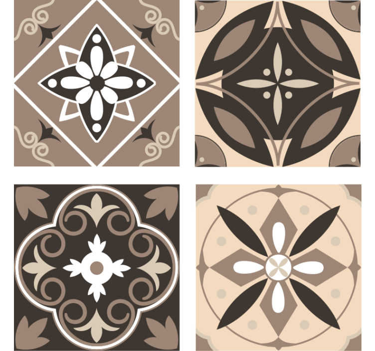 Texture coaster geometric floral pattern set - TenStickers