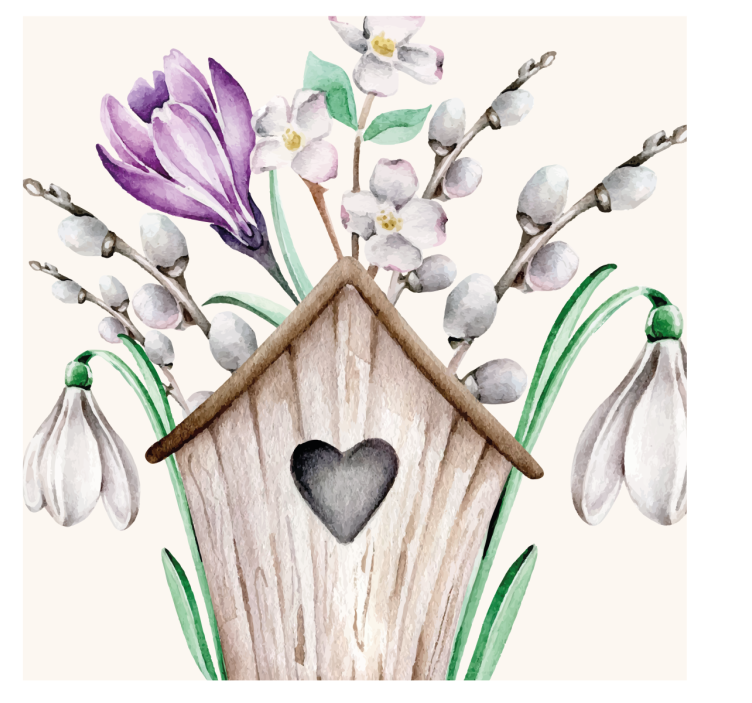Wedding coaster floral birdhouse arrangement - TenStickers