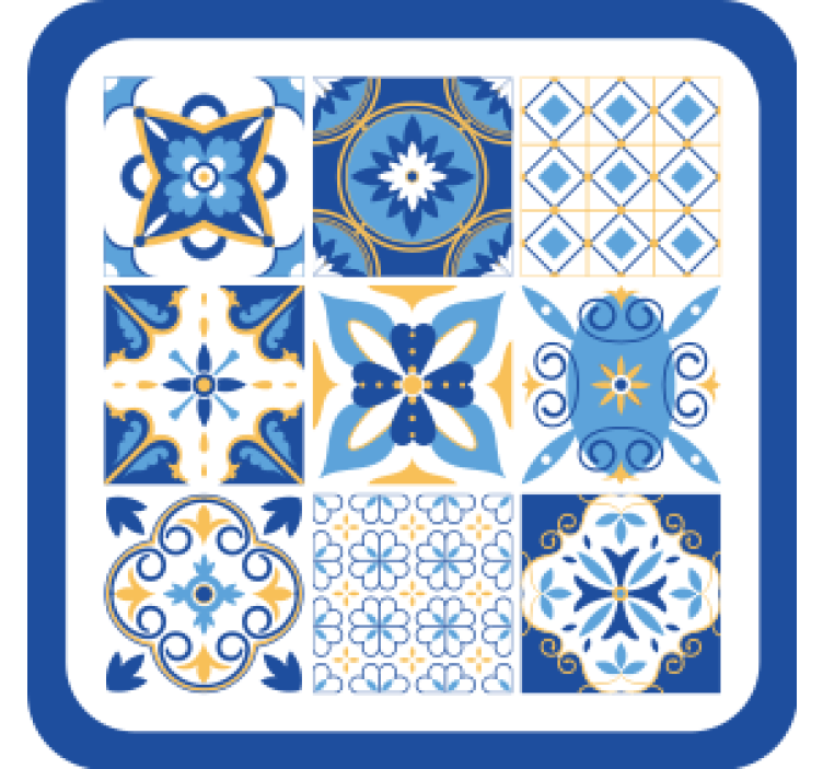 Texture coaster with geometric blue designs - TenStickers