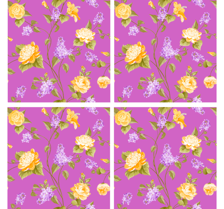 Texture coaster floral print with yellow roses - TenStickers