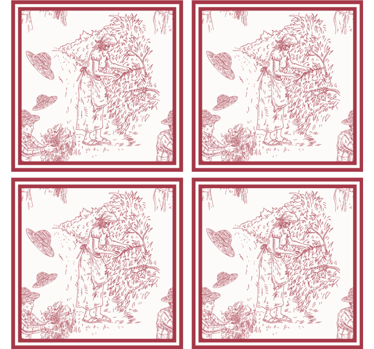 Vintage coasters with rustic scene illustration - TenStickers