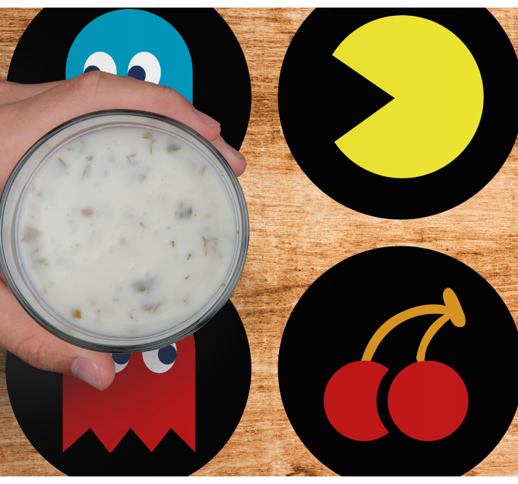 Pac Man game set geek coasters - TenStickers
