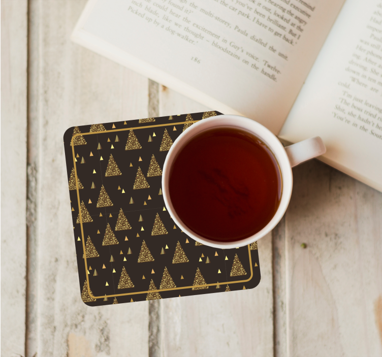 Elegant golden christmas trees coaster - TenStickers