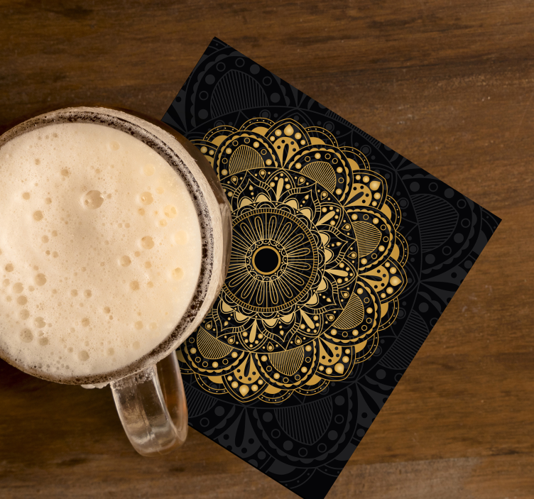 Gold mandala drink coaster - TenStickers