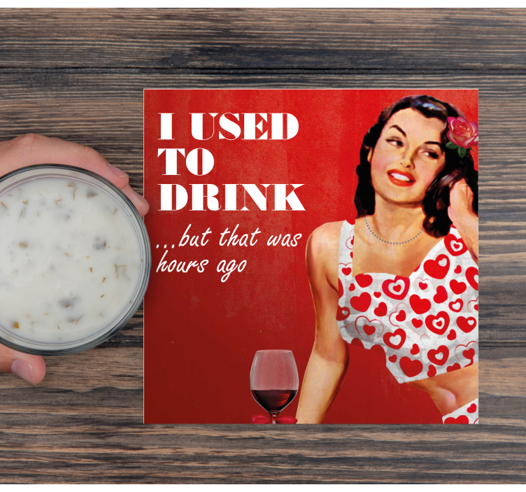 Retro girl with funny drink text vintage coasters - TenStickers