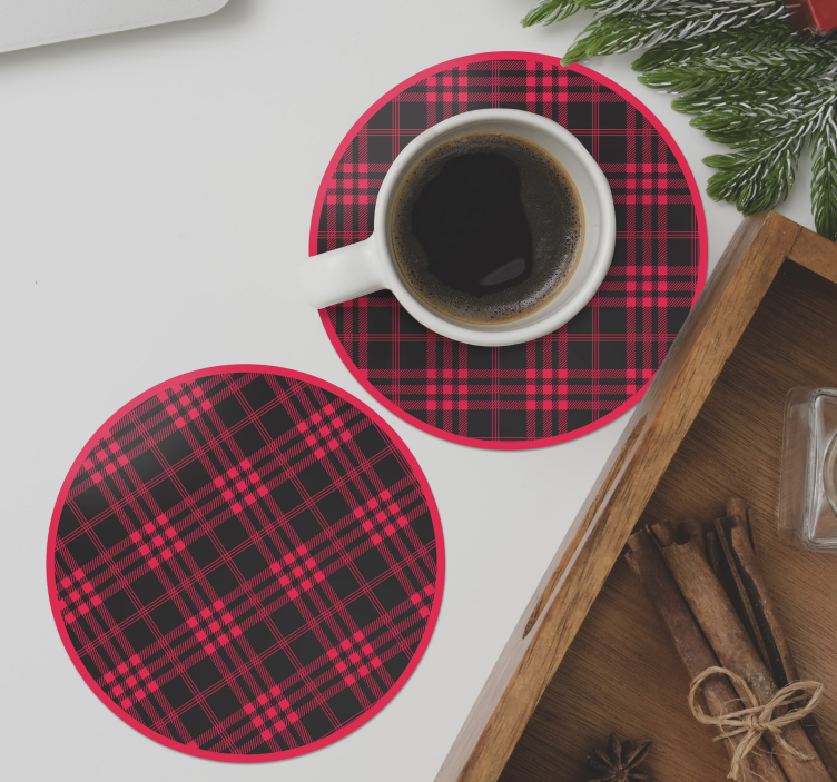 Red Black Plaid Pattern texture coaster - TenStickers