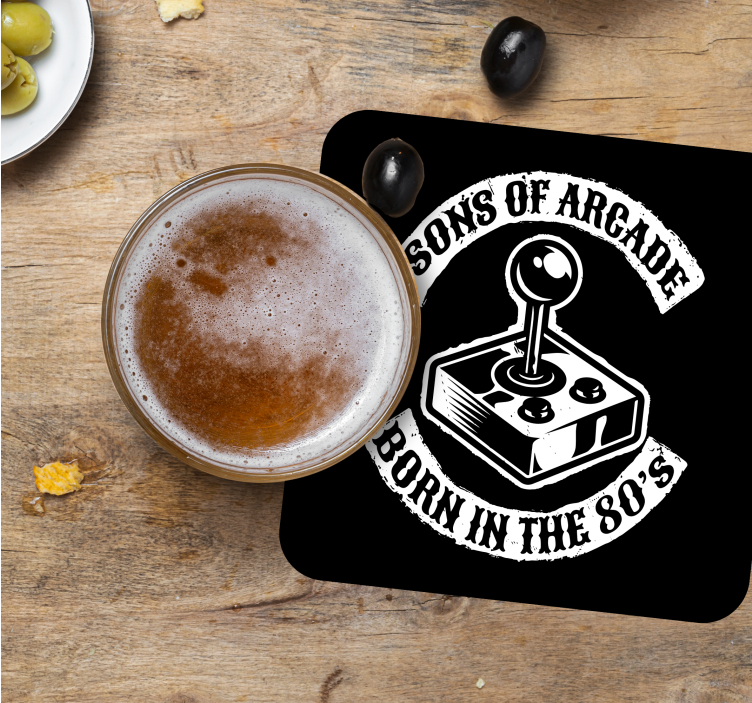 Sons of the arcade born in 80's text vintage coasters - TenStickers