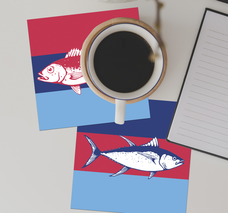 Stylized Fish Illustrations texture coaster - TenStickers