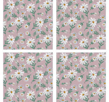 Texture coaster with floral pattern background - TenStickers