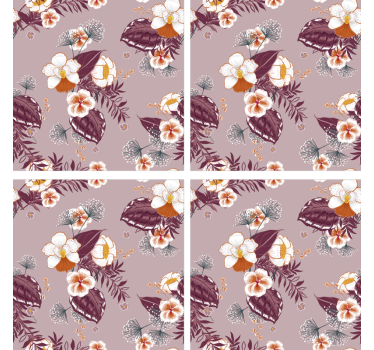 Texture coaster with floral design surface - TenStickers
