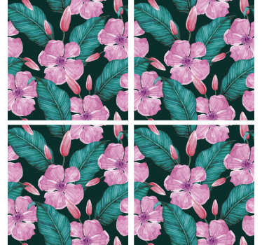Flowers with leaves nature theme coaster - TenStickers