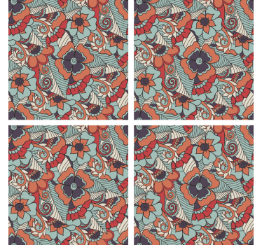 Texture coaster floral print design - TenStickers
