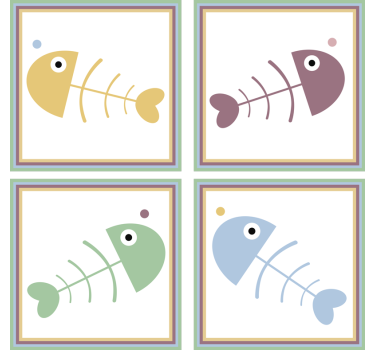 Texture coaster colorful fish skeletons - TenStickers