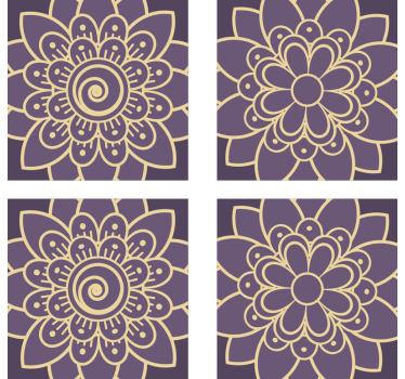 Texture coaster with floral golden designs - TenStickers