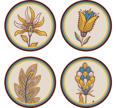 Texture coaster floral pattern set - TenStickers